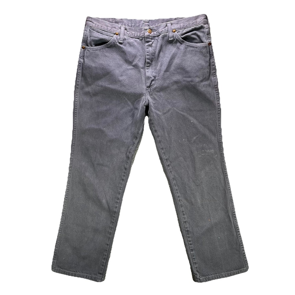 Vintage Wrangler Jeans Mens 36x30 Gray Cowboy Cut Slim Fit Denim Made in USA